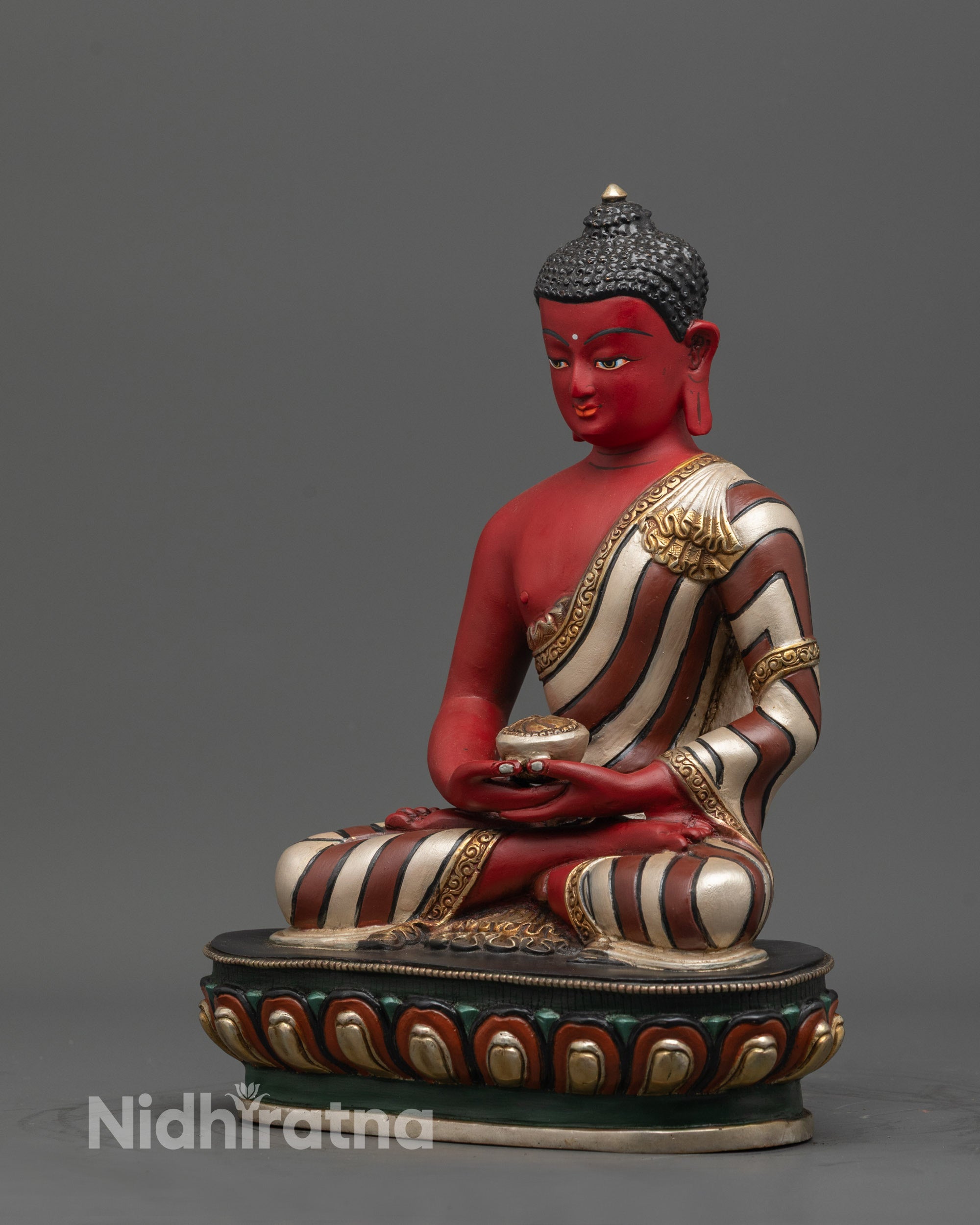 Red Amitabha Buddha Statue | Traditional Nepalese Copper Buddhist Art