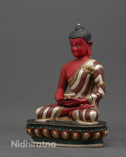 Red Amitabha Buddha Statue | Traditional Nepalese Copper Buddhist Art