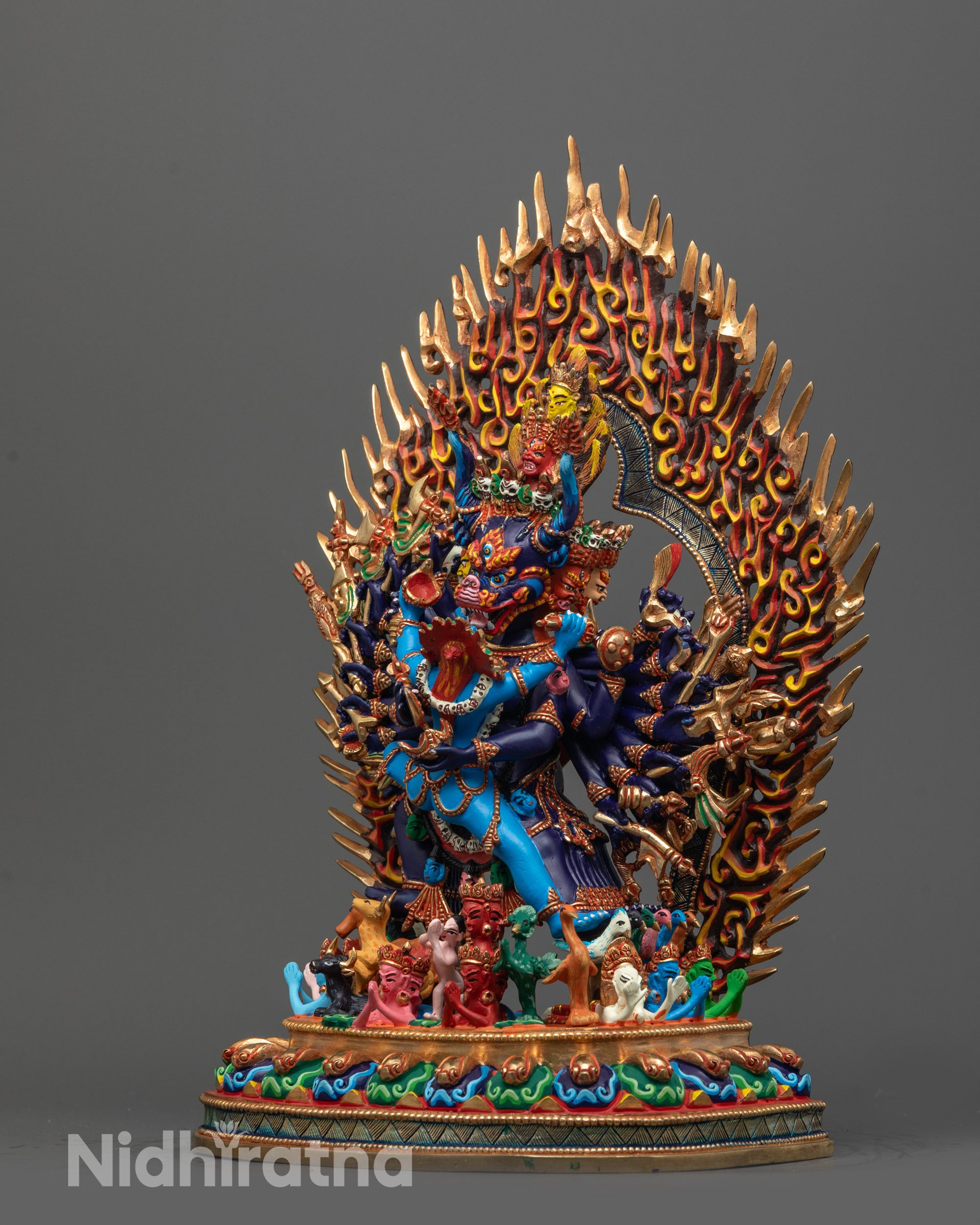 Tibetan Yamantaka Statue | Handcrafted Dark Blue Sculpture