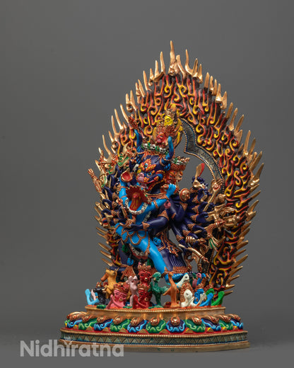 Tibetan Yamantaka Statue | Handcrafted Dark Blue Sculpture
