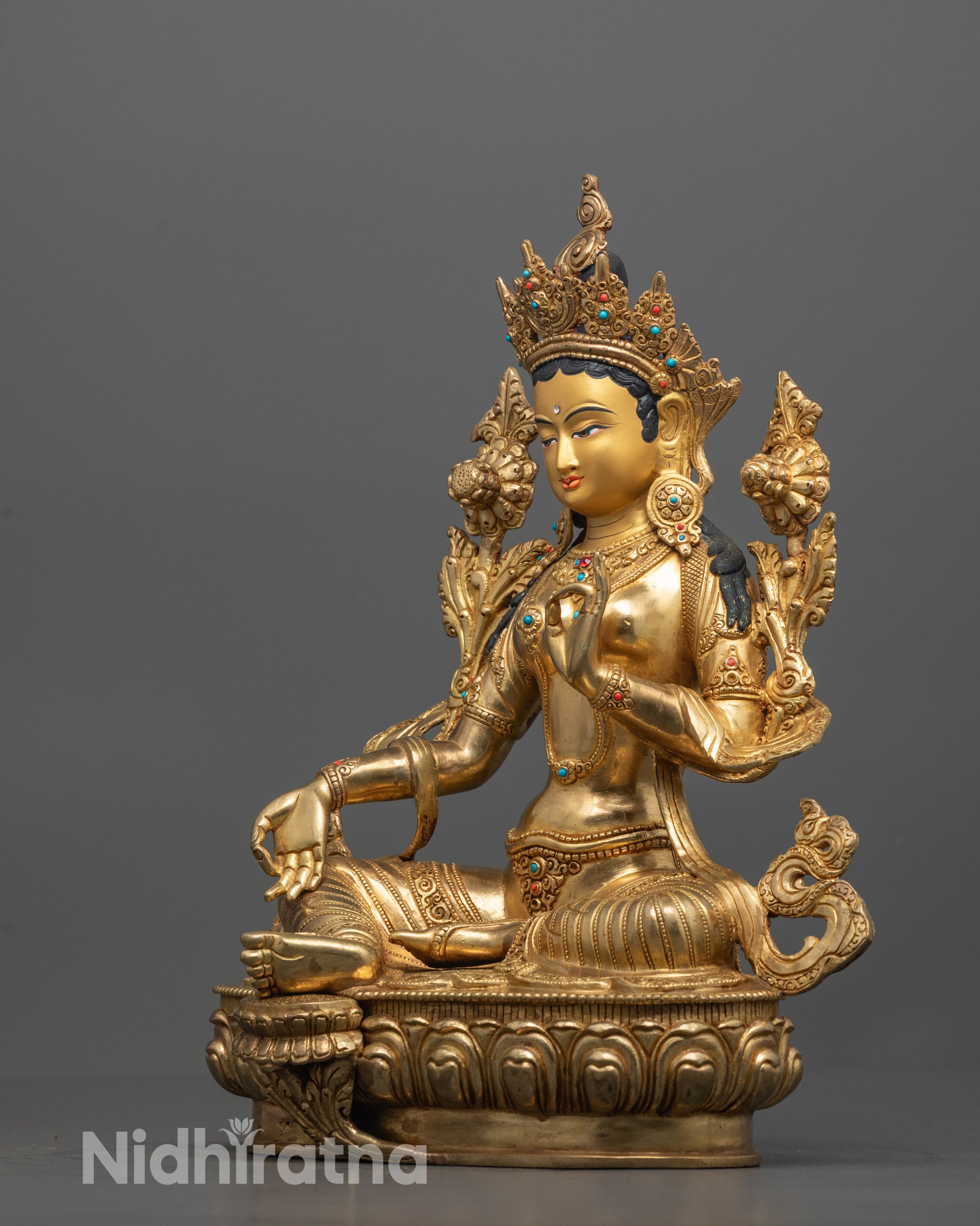 Sacred Green Tara Statue from Nepal | Goddess of Compassion