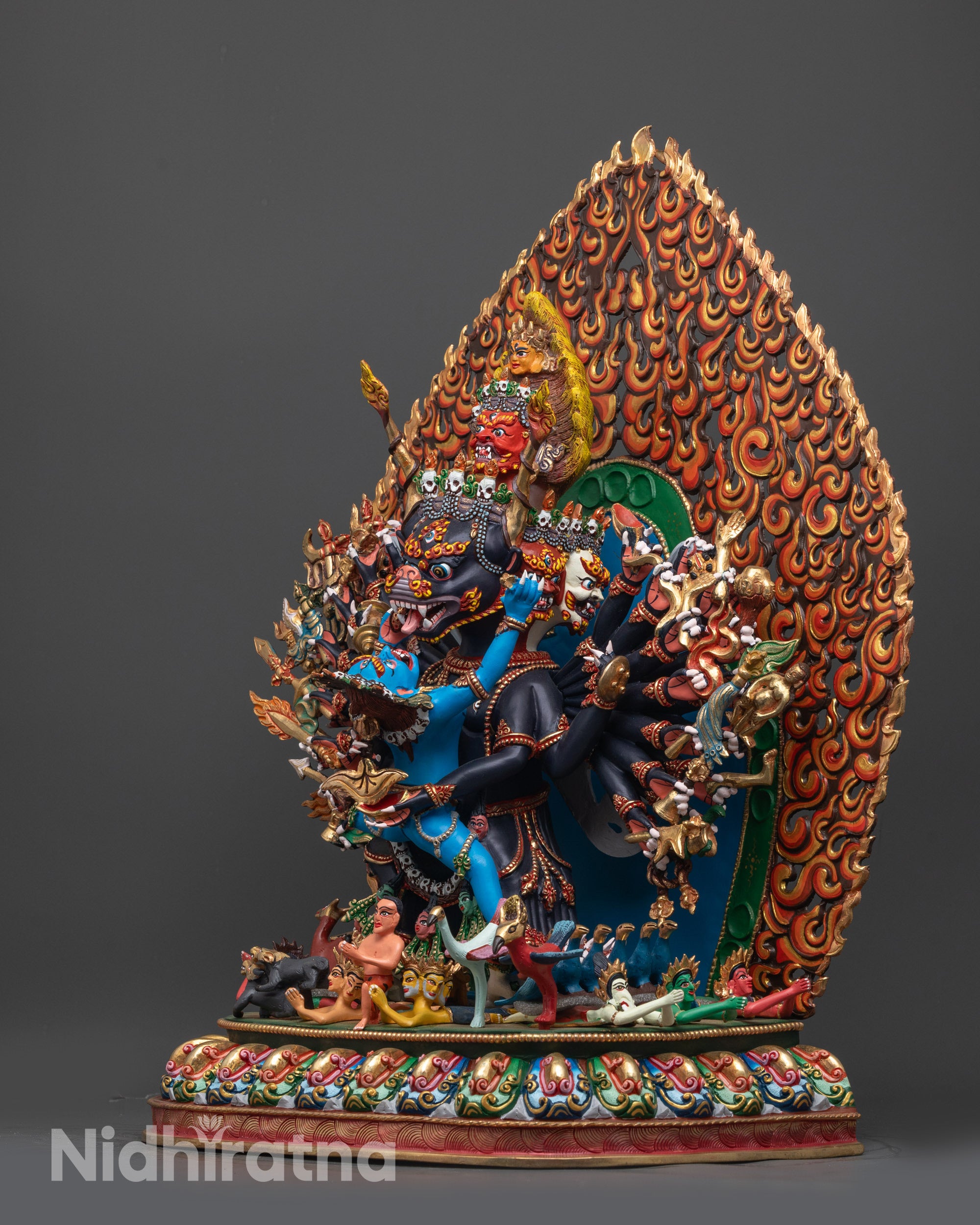 Handcrafted Yamantaka Consort Statue | Wrathful Deity Union Sculpture