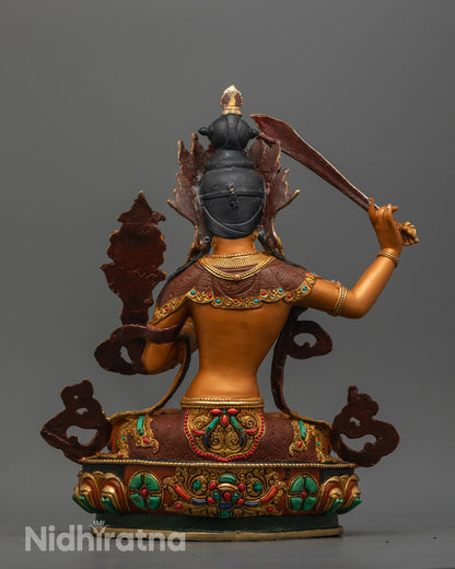Back view of Manjushri Statue showing hollow chamber for consecration