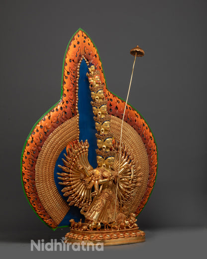 Handcrafted 1000-Armed Dukar Statue | Traditional Buddhist Artwork