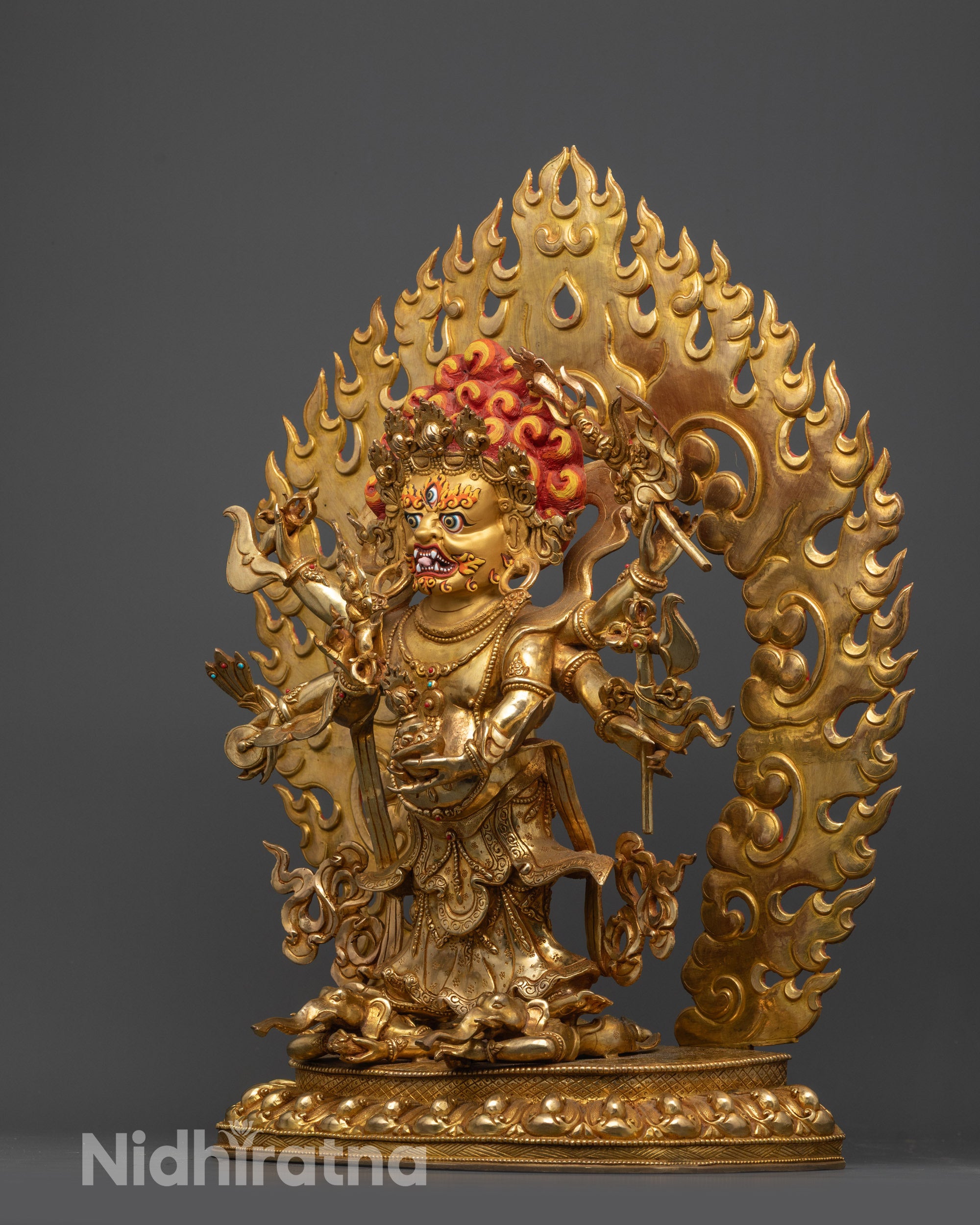 White Mahakala Statue from Nepal | Wrathful Deity for Meditation
