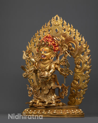 White Mahakala Statue from Nepal | Wrathful Deity for Meditation