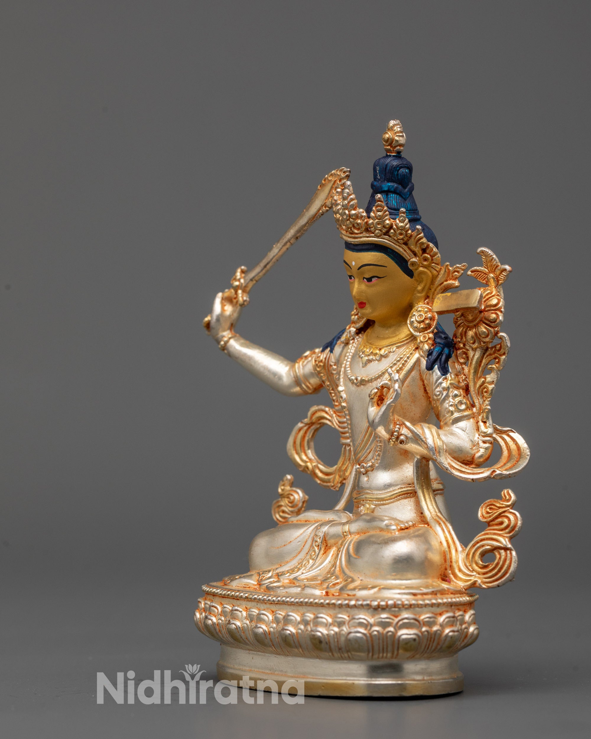Electroplated Manjushri Statue | Durable Copper Buddhist Sculpture