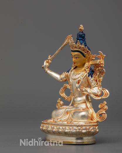 Electroplated Manjushri Statue | Durable Copper Buddhist Sculpture