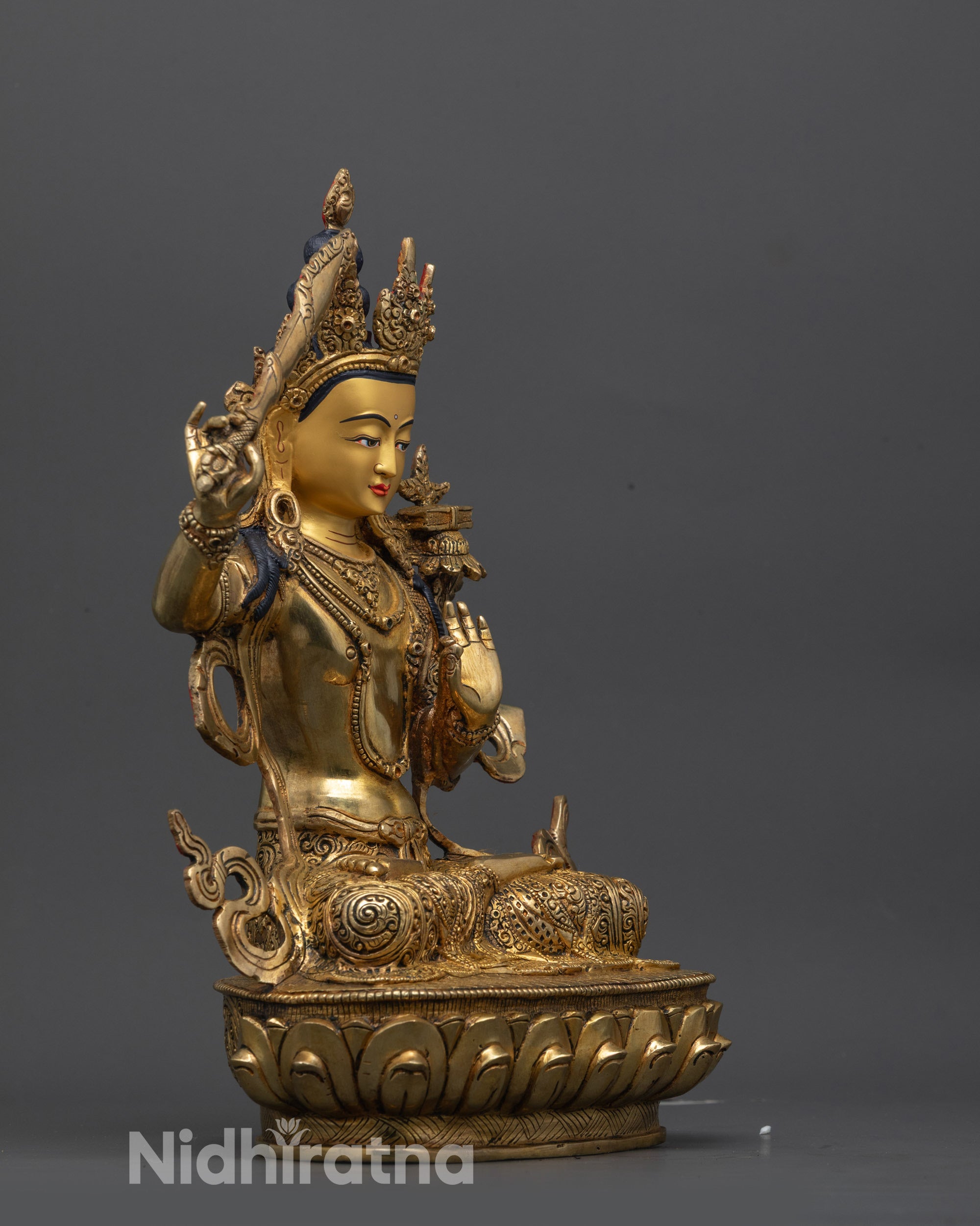 Exquisite Monju Bosatsu Statue | Traditional Nepalese Spiritual Art