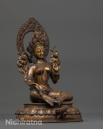 Majestic Green Tara Statue | Himalayan Traditional Buddhist Art