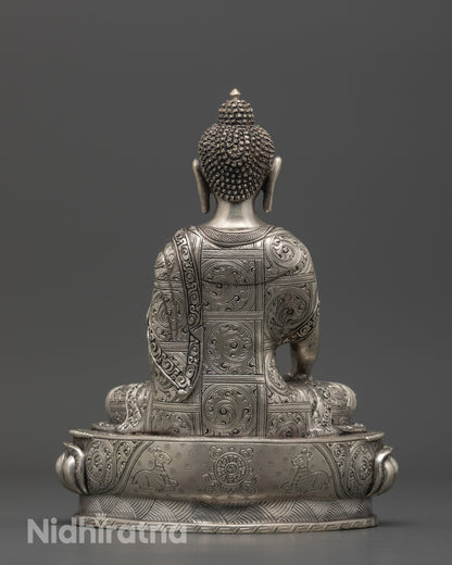 Silver-Plated Shakyamuni Buddha Statue | Buddhist Altar Figurine