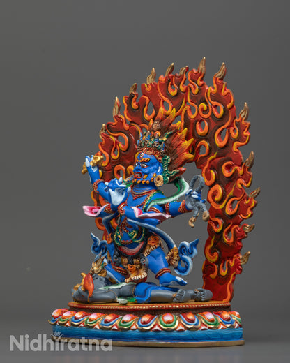 Colored Four-Armed Vajrapani Statue | Spiritual Buddhist Artwork