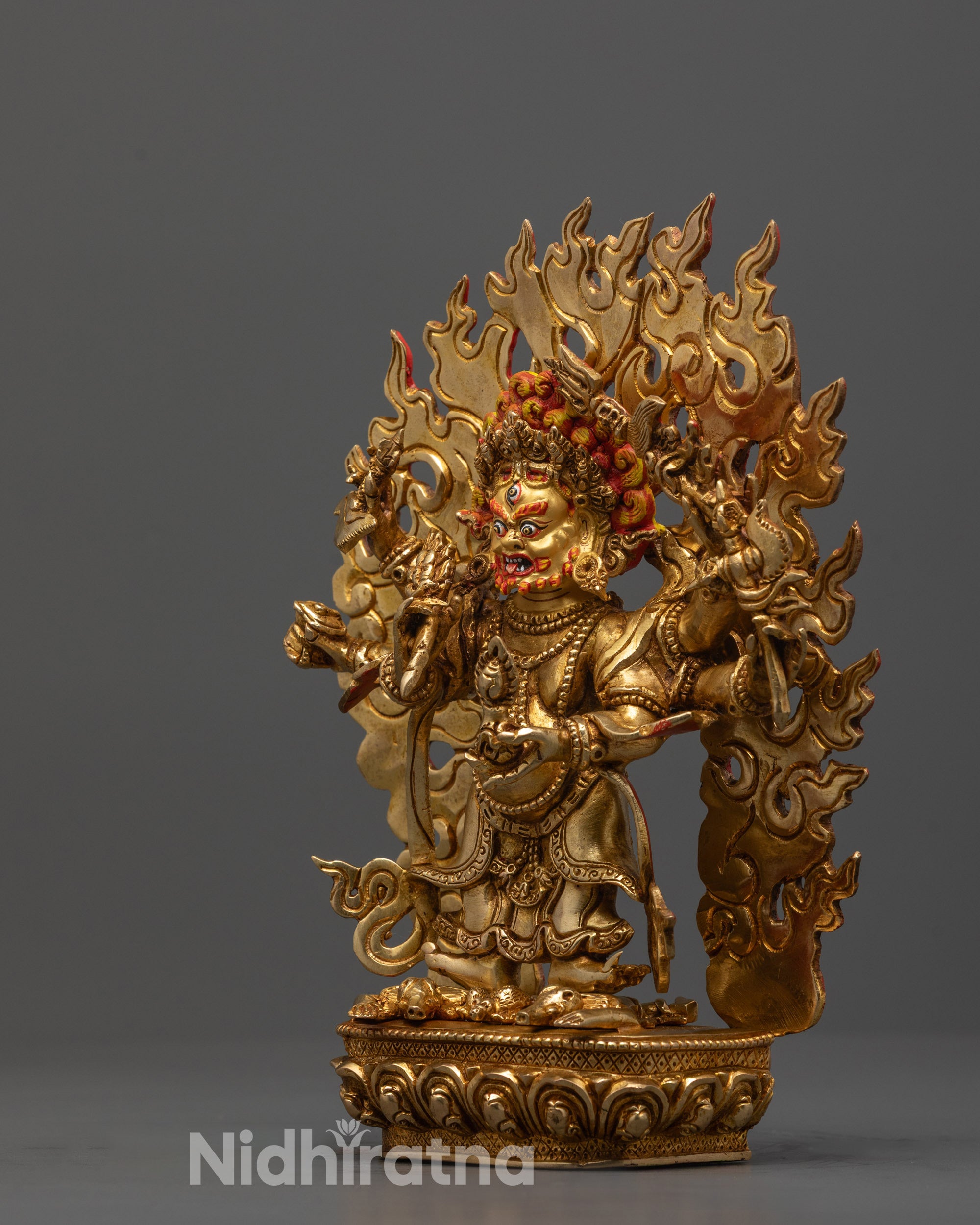 White Six-Armed Mahakala Statue | Protector in Vajrayana Buddhism