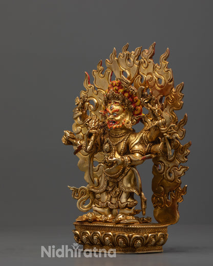 White Six-Armed Mahakala Statue | Protector in Vajrayana Buddhism