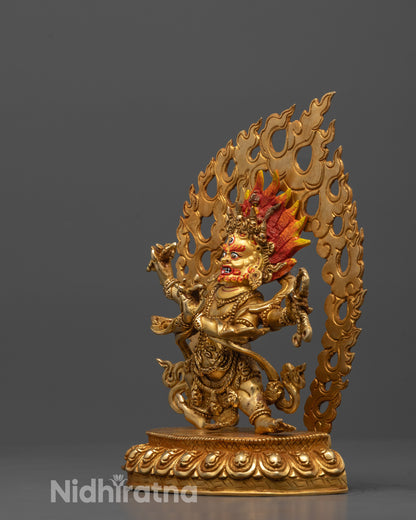 Traditional Four Armed Vajrapani Statue | Nepalese Hand-Carved