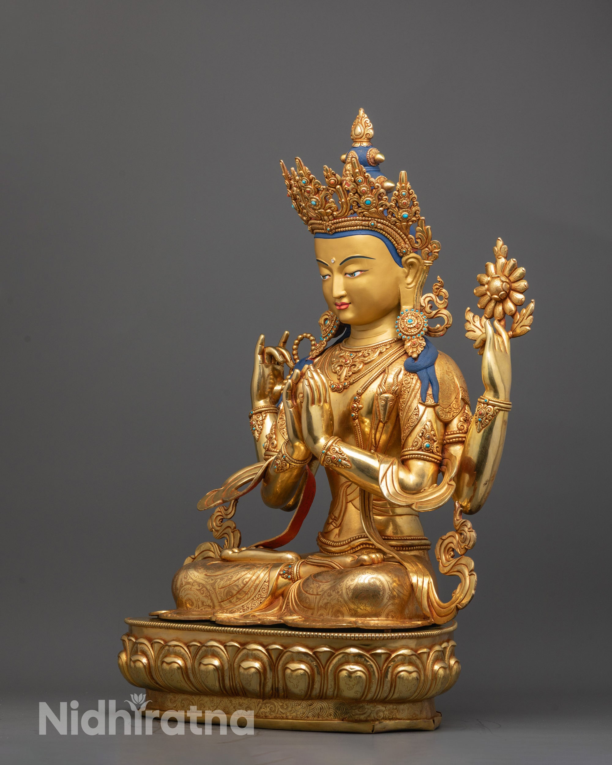 Compassion Deity Chenrezig Statue | Handcrafted Himalayan Art