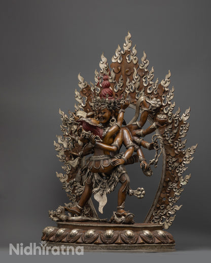 Oxidized Tantra Kalachakra Statue | Wheel of Time Deity for Rituals