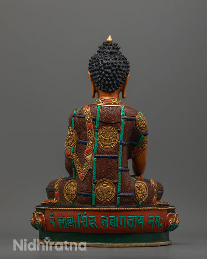 Premium Hand-Carved Shakyamuni Buddha Sculpture | Colored Statue
