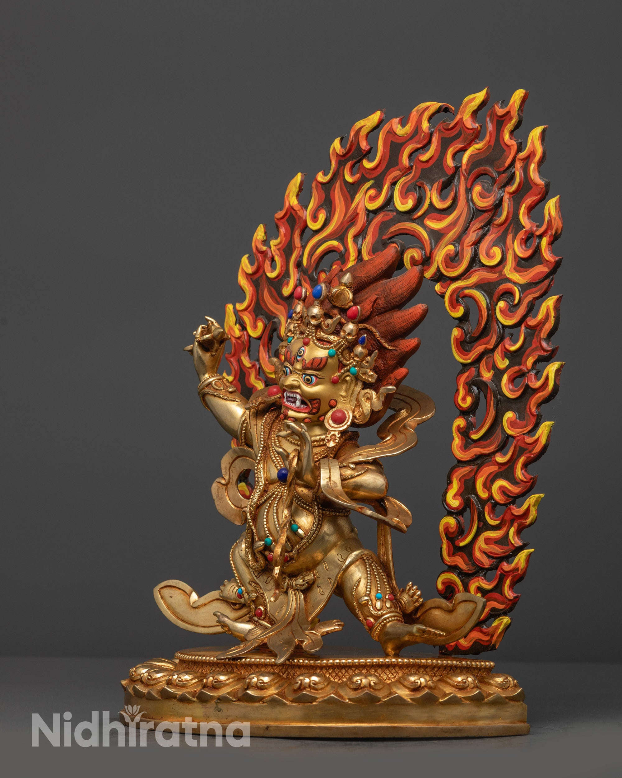 Wrathful Vajrapani Statue | 24K Gold-Gilded Guardian of Enlightenment