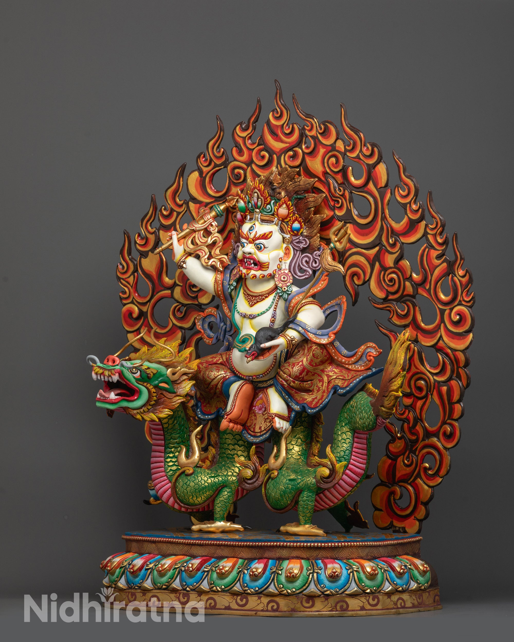 Nepalese White Dzambhala Statue | God of Prosperity