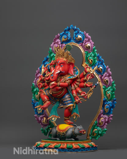 Premium Standing Rakta Ganesh Statue | Himalayan Nepalese Sacred Art