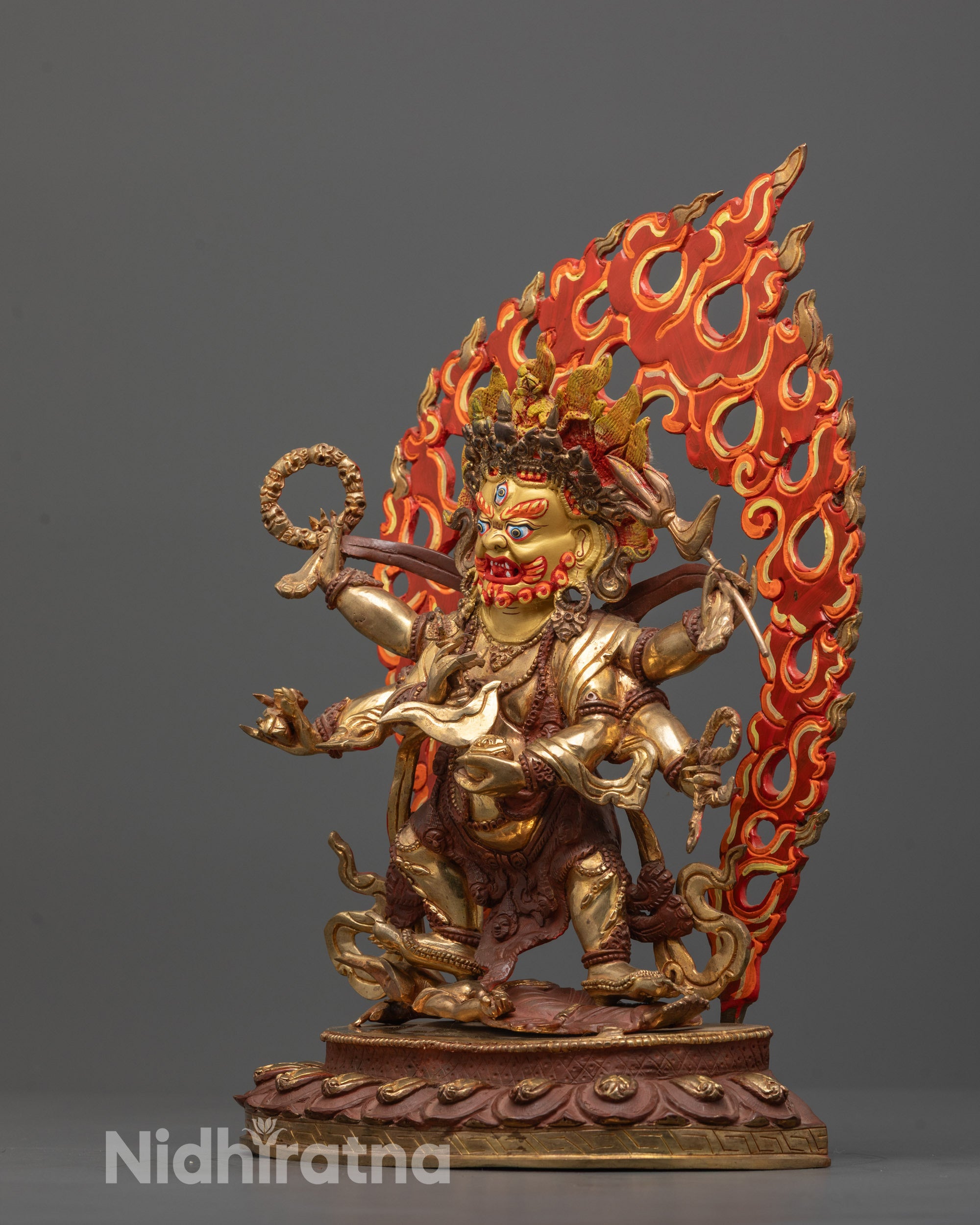 Six Armed Mahakala Statue | Handmade Nepalese Vajrayana