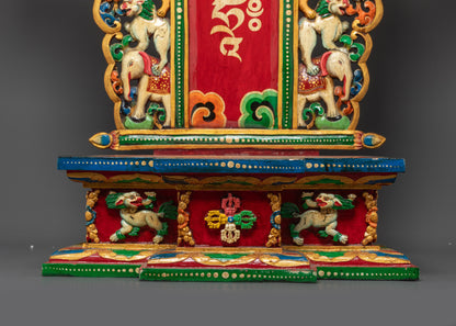 Handcrafted Buddhist Throne | Intricate Nepalese Statue Seat for Shrines