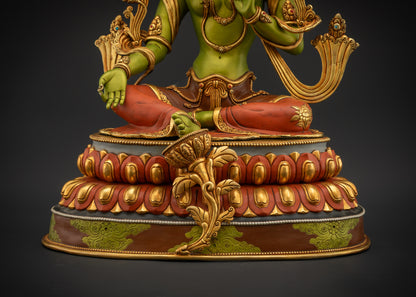 Handcrafted Green Tara Statue | Protector Deity for Personal Shrine