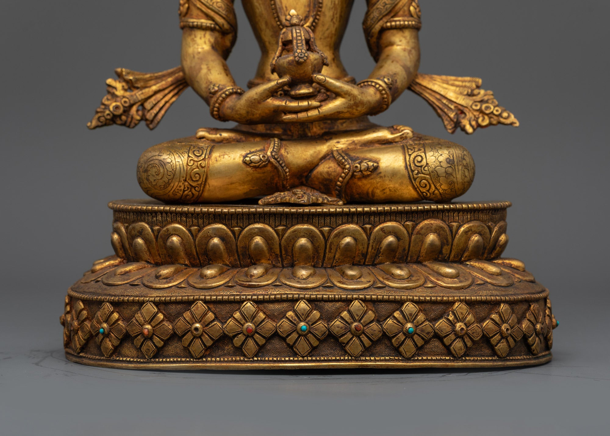 Antique Finish Five Bodhisattva Statue Set | Sacred Buddhist Set