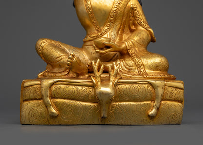 Buddhist Master Milarepa Statue | Detailed 24K Gold-Gilded Face
