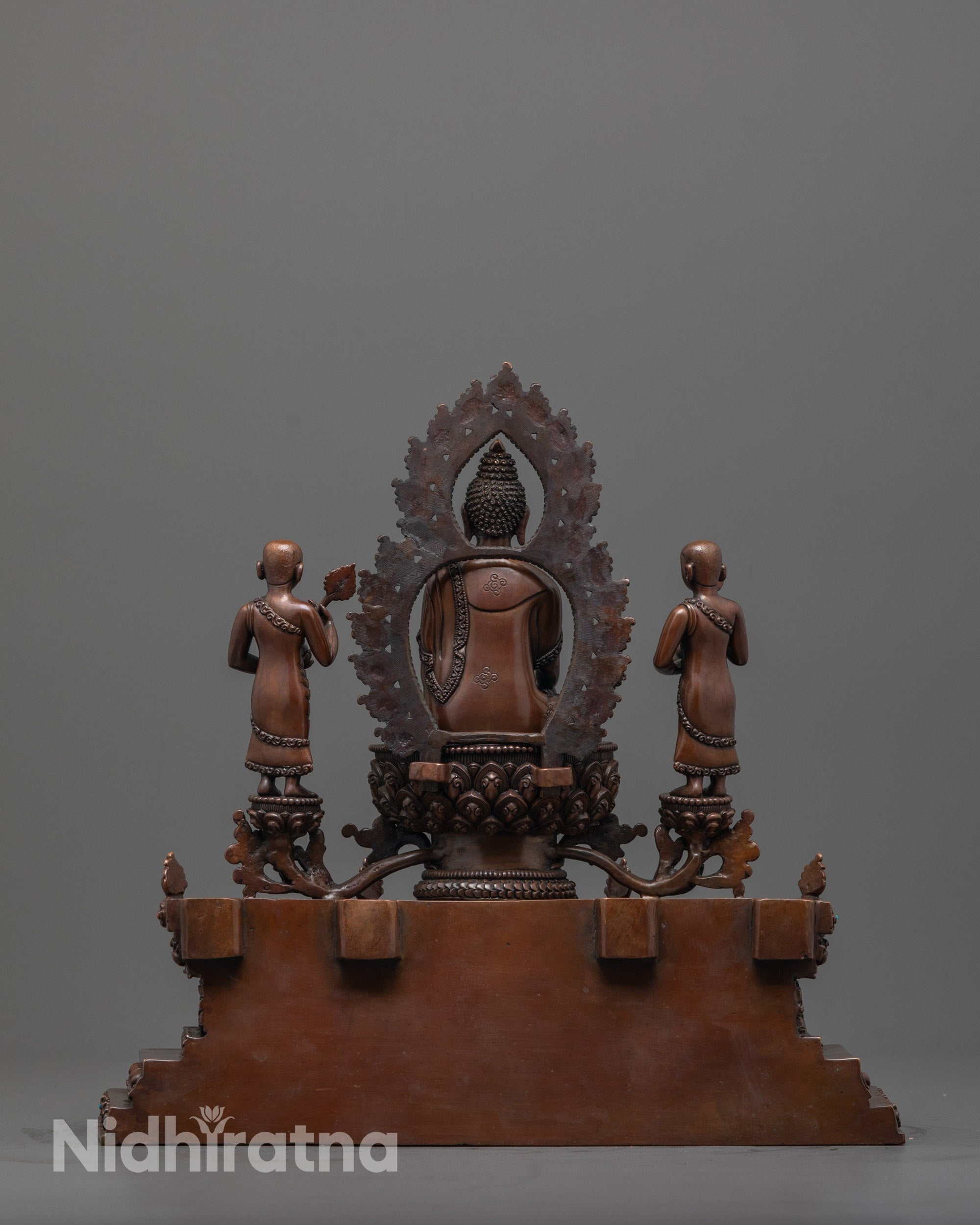 Oxidized Statue of Shakyamuni Buddha with Disciples | Buddhist Artwork