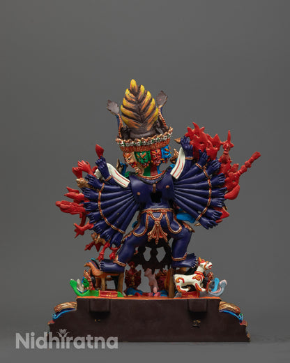 Tibetan Yamantaka Statue | Handcrafted Dark Blue Sculpture
