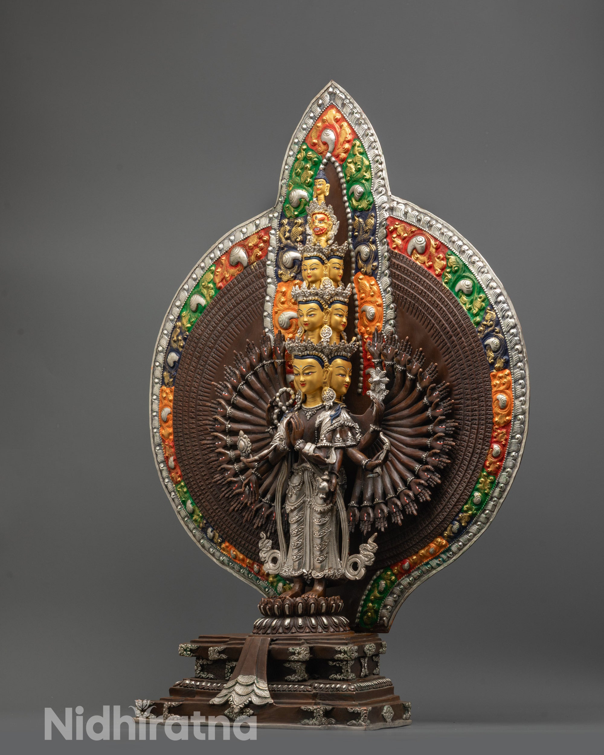 Oxidized 1000 Armed Chenrezig Statue | Spiritual Sculpture from Nepal