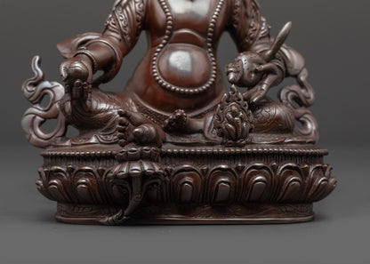 Black Oxidized Dzambhala Sculpture | Handmade Guardian of Treasures