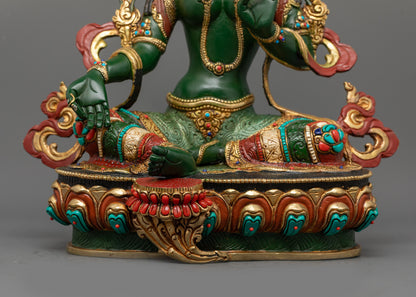 Premium Green Colored Green Tara Statue | Himalayan Artwork