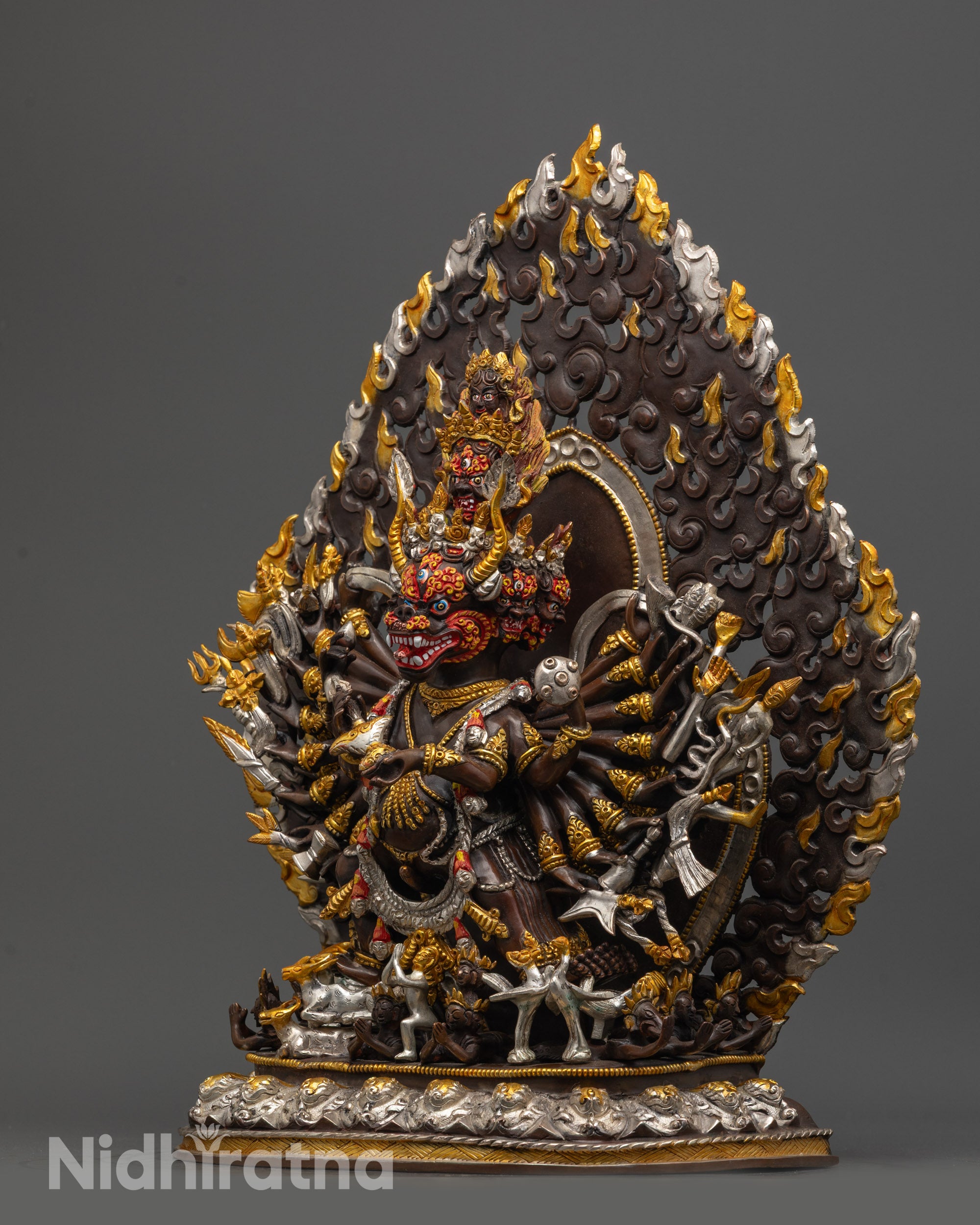 Oxidized Yamantaka Statue | Fierce Vajrabhairava Deity from Nepal