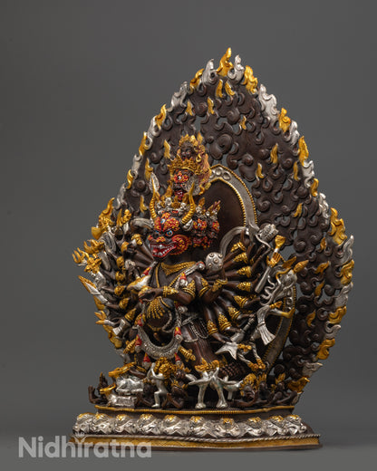 Oxidized Yamantaka Statue | Fierce Vajrabhairava Deity from Nepal