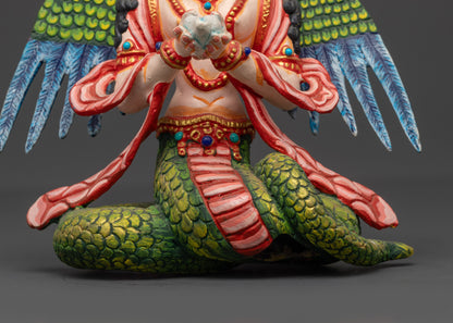 Hand-Painted Naga Kanya Statue | Handcrafted Serpent Goddess Sculpture