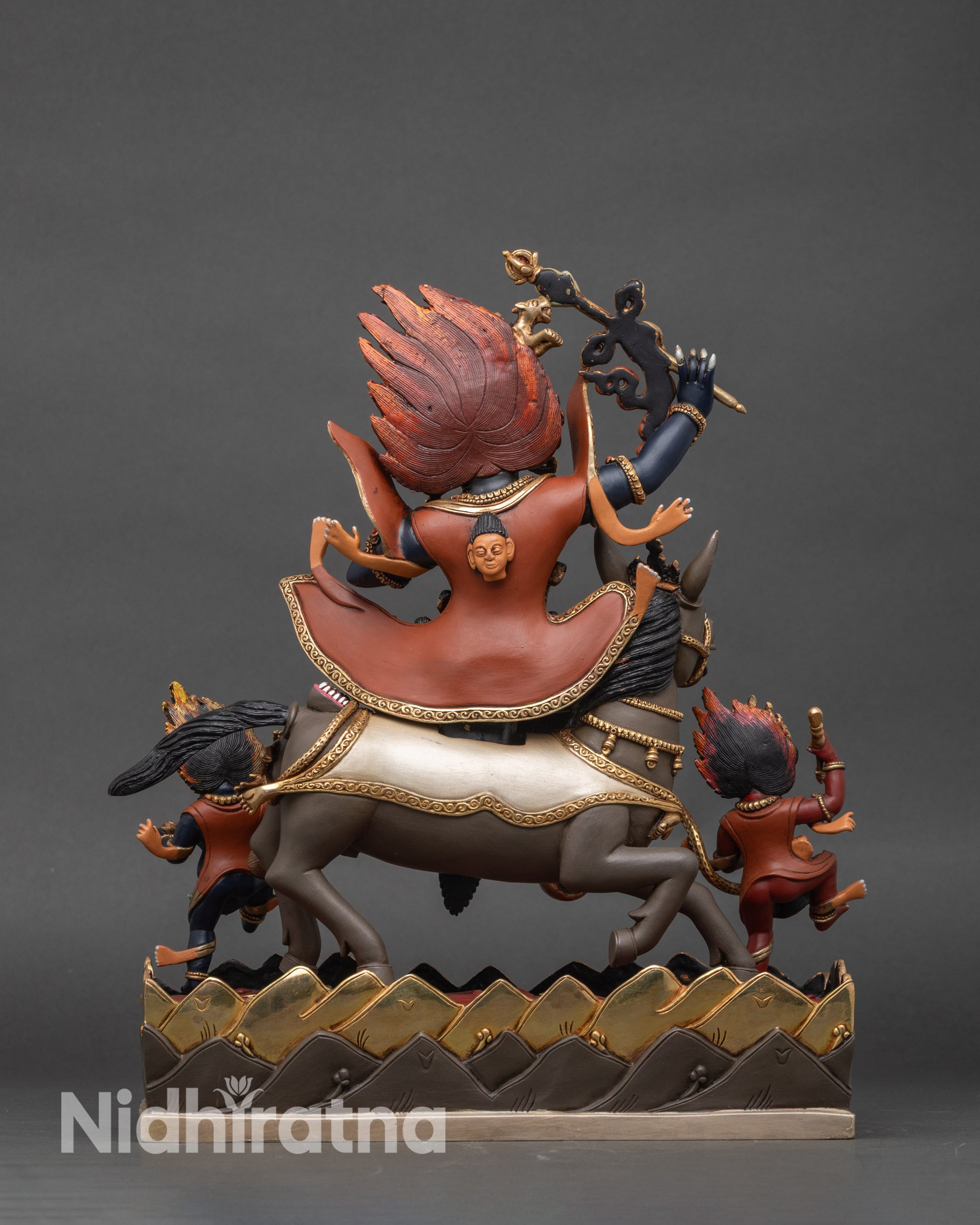 Palden Lhamo Statue | Hand-Painted Tibetan Buddhist Sculpture