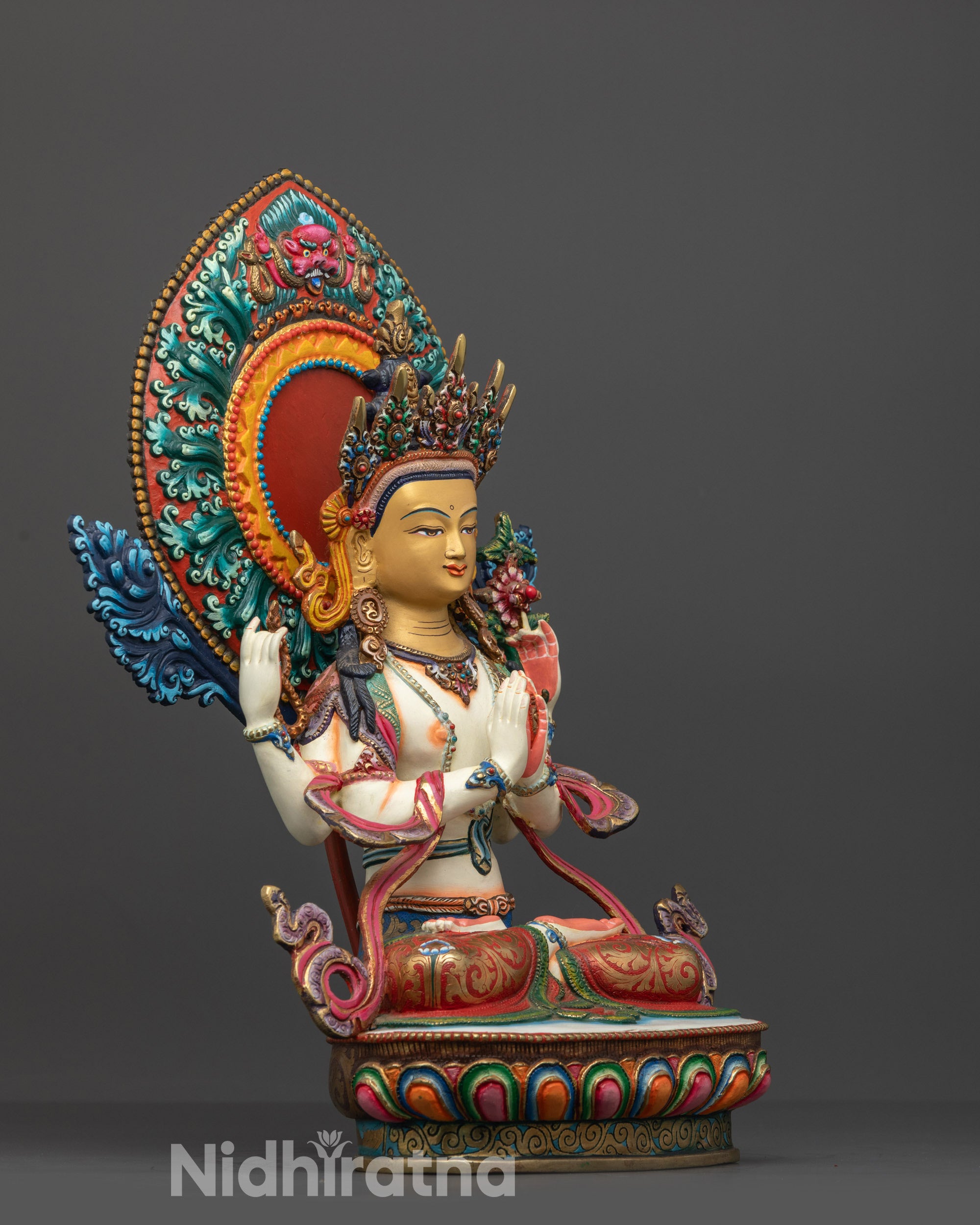 Hand-Painted Chenrezig Statue | Exquisite Craftsmanship from Nepal
