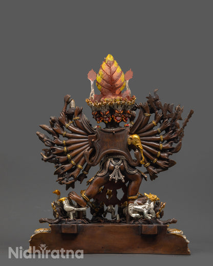 Oxidized Yamantaka Statue | Tibetan Buddhist Wrathful Deity Sculpture