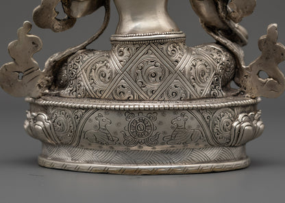 Nepal Handmade Silver-Plated Green Tara Statue