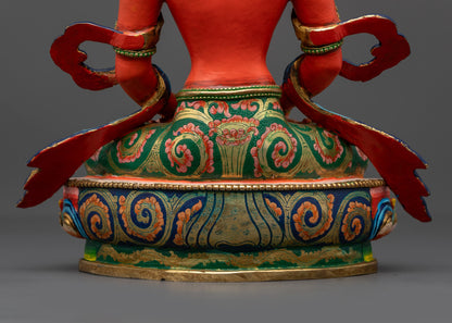 Red Coloured Amitayus Dharani Statue | Buddha of Infinite Life