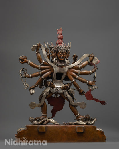 Oxidized Tantra Kalachakra Statue | Wheel of Time Deity for Rituals
