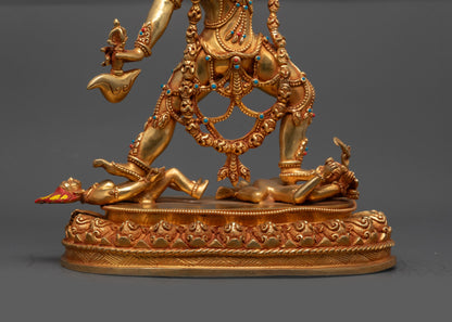 Gold Gilded Divine Vajrayogini Statue | Nepalese Tantric Deity Art