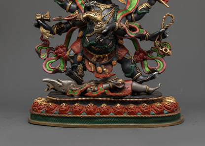 Six Armed Mahakala Statue | Fierce Vajrayana Guardian Handcrafted