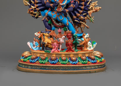 Tibetan Yamantaka Statue | Handcrafted Dark Blue Sculpture