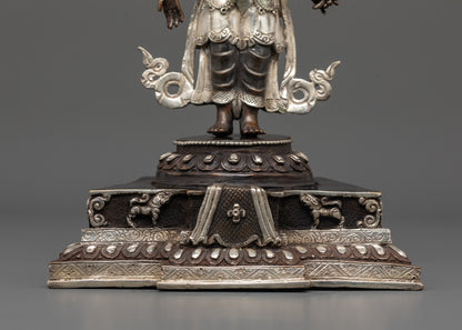 Oxidized Copper Lokeshwor Statue with Silver Plating