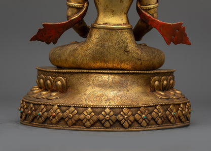 Antique Finish Five Bodhisattva Statue Set | Sacred Buddhist Set