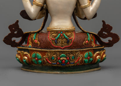 Tibetan four-Armed Chenrezig Statue | Bodhisattva Deity of Compassion